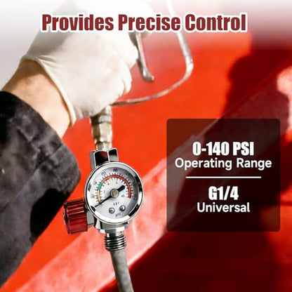 G1/4 Paint Spray Gun Air Pressure Regulator Kit with Gauge
