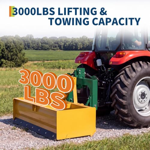 3 Point Quick Hitch with Upgrade Versatile Adapter & 2" Receiver for Category 1 Tractors, 3000 Lbs 3-Pt Trailer Hitch Attachment with 5 Level Adjustable Bolt