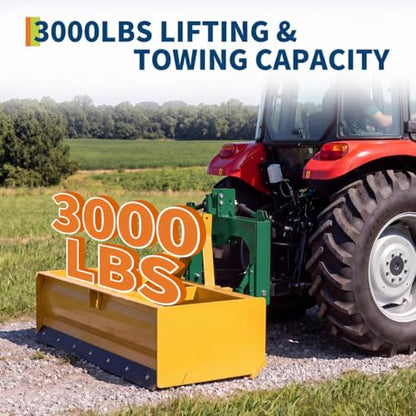 3 Point Quick Hitch with Upgrade Versatile Adapter & 2" Receiver for Category 1 Tractors, 3000 Lbs 3-Pt Trailer Hitch Attachment with 5 Level Adjustable Bolt