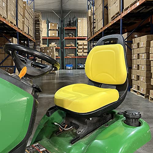 E-AM136044 Deluxe Yellow Seat for John Deere X530, X520 (s/n 020001>), X500 (s/n 020001>), X360, X340, X324, X320, X300R, X304, X300, X305R, X310, X330, X350, X350R,and more.