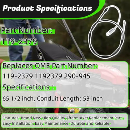 119-2379 Traction Control Cable for Toro 22'' Recycler Lawn Mowers - size: 119-2379