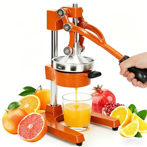 Cast Iron Juicer Hand Press Heavy Duty, Orange Juicer - color: Orange