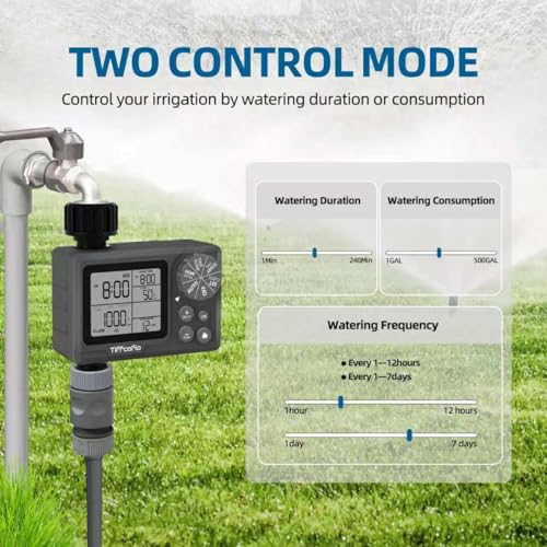 TiFFCOFiO Sprinkler Timer Outdoor, Digital Programmable for Garden Hose, Irrigrtion Timer with Rain Delay and Manual Mode (Water Volume Control, 1 Pack) - size: Water Volume Control, 1 Pack