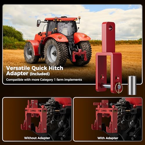 CAMMOO 3-Point Quick Hitch with 2" Receiver, Red - color: Red