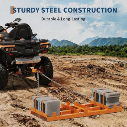 6FT Drag Harrow Driveway Grader with Chain - size: 48×20 inch