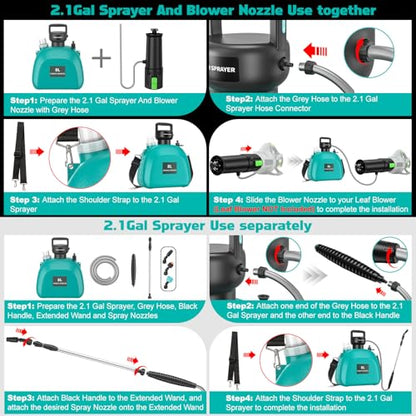 2-in-1 Mist Sprayer Compatible for EGO Leaf Blower (NO Blower) - color: Green