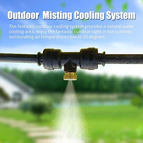 GLANT Misting Cooling System, 33FT (10M) Misting Line + 10 Brass Mist Nozzles + Brass Adapter(3/4") Outdoor Mister for Patio Garden Greenhouse Trampoline for Waterpark (33FT/10M)