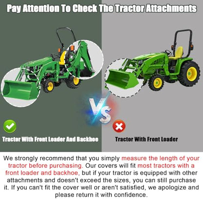 600D Waterproof Tractors Cover Replace for John Deere 1,2,3 Series/Kubota - size: With Backhoe