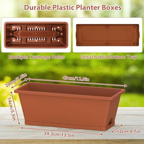 3-Tier Vertical Garden Planter with 6 Boxes, 31" Tall Raised Garden Bed - color: Brick Red, size: 3-Tier
