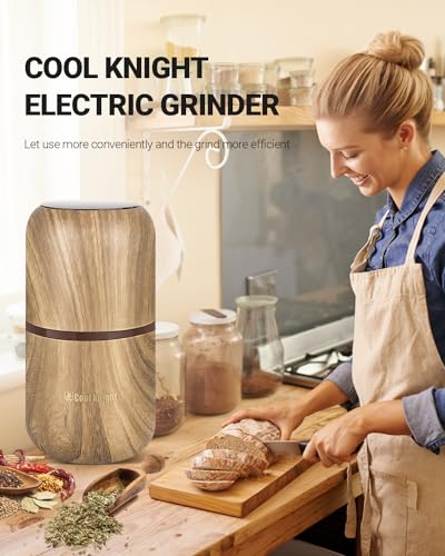 COOL KNIGHT Electric Herb Grinder, Fast Grinding, 120g Large Capacity - color: Wood grain 2
