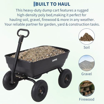 Garvee Garden Dump Cart, 1200lb Heavy Duty Poly Wagon with Pneumatic Tires - size: 1200LBS