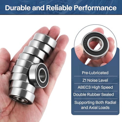 99502H-2RS Bearing 5/8x1-3/8x.433, Rubber Sealed Steel 1-Pack
