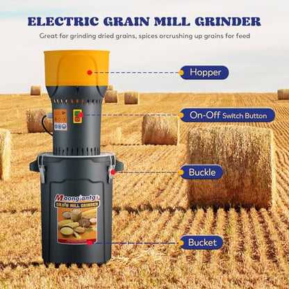 Moogiantgo Grain Mill Grinder 6.6 Gal Electric Corn Grinder 1300W Feed Mill - size: 25L