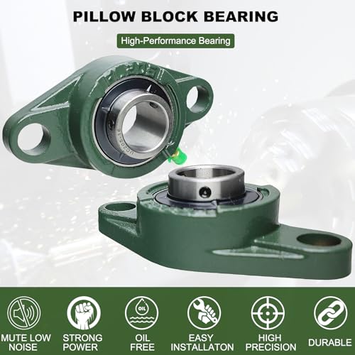 2 Pack UCFL205-16 Pillow Block Bearing, Flange Mount Ball Bearing Unit, 1" Bore, 2-Bolt Flange, Self Aligning Cast Iron Housing, Set Screw Locking Style Flange Pillow Block Bearing (UCFL205) - style: UCFL205-16
