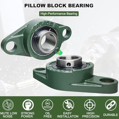 2 Pack UCFL205-16 Pillow Block Bearing, Flange Mount Ball Bearing Unit, 1" Bore, 2-Bolt Flange, Self Aligning Cast Iron Housing, Set Screw Locking Style Flange Pillow Block Bearing (UCFL205) - style: UCFL205-16