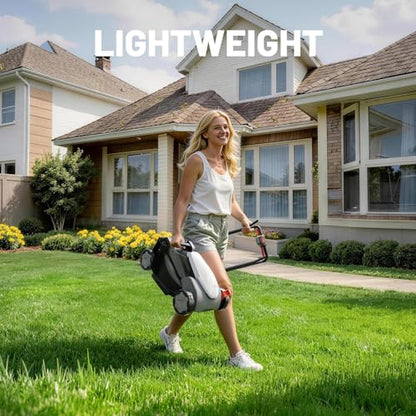 Litheli 14 Inch Cordless Lawn Mower, Lightweight Foldable Push Mower with 5.0Ah Battery, Brushless Motor Lawnmower for up to 1600 Sq. Ft, 5-Position Height Adjustment (1-2.5 in), Includes Charger