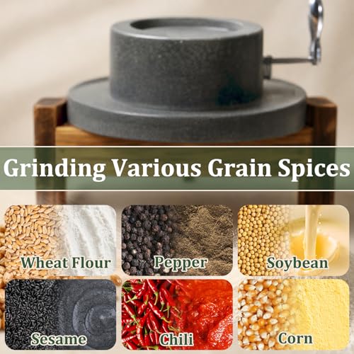 7.8×11.8in Manual Stone Grain Mill with Stainless Steel Handle for Flour