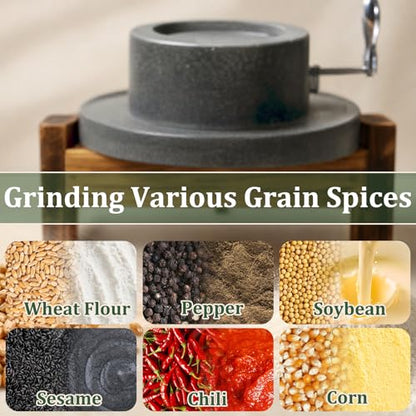 7.8×11.8in Manual Stone Grain Mill with Stainless Steel Handle for Flour