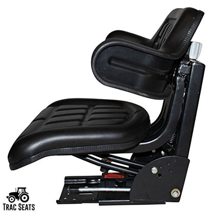 TRAC SEATS BLACK WAFFLE STYLE UNIVERSAL TRACTOR SUSPENSION SEAT WITH TILT FITS JOHN DEERE 2350 2355 2440 5400 5410 6110 6800 (SAME DAY SHIPPING - GET IT FAST! VIEW OUR TRANSIT MAP)