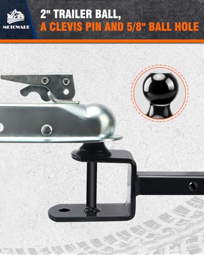 METOWARE ATV/UTV Trailer Hitch, 3-in-1 Ball Mounts, Fit 1-1/4" Receiver - size: 1-1/4"Receiver