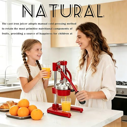 Cast Iron Juicer Hand Press Heavy Duty, Orange Juicer - color: Red