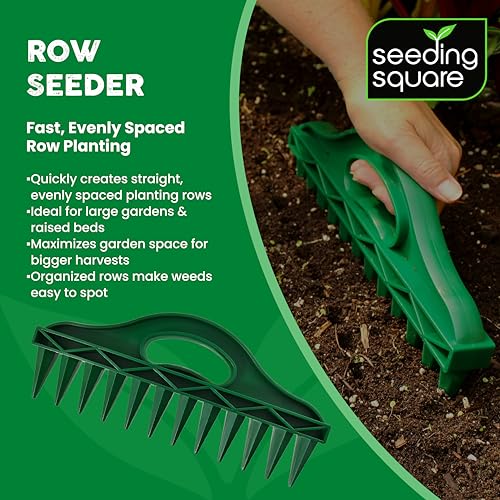 Seed Spacer Tool and Row Seeder Bundle for Raised Beds and Garden Planting. | Color-Coded Layout | Straight Lines | Even Placement | Quick Soil Imprints | Reusable | Beginner Friendly