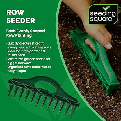 Seed Spacer Tool and Row Seeder Bundle for Raised Beds and Garden Planting. | Color-Coded Layout | Straight Lines | Even Placement | Quick Soil Imprints | Reusable | Beginner Friendly