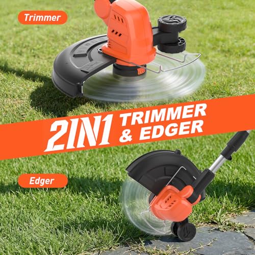 MAXLANDER 20V 13" Electric Lawn Mower & 12" Weed Wacker& Leaf Blower Combo - color: Orange