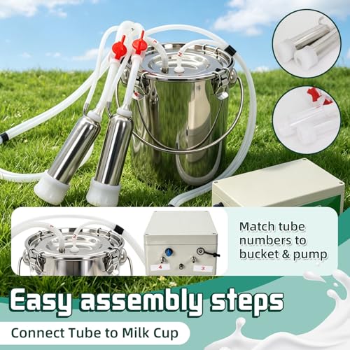 2in1 Cow & Goat Milking Machine 7L Rechargeable Portable Pulsation Milker