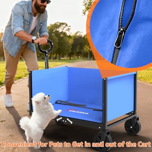 Semoprus 3 in 1 Wagons Carts Foldable,360LBS Beach Cart with Sturdy Wheels - color: Blue