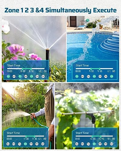 DEWENWILS Sprinkler Timer 4 Zone, with Rain Delay/Manual/AUTO Irrigation - color: 4 Zone