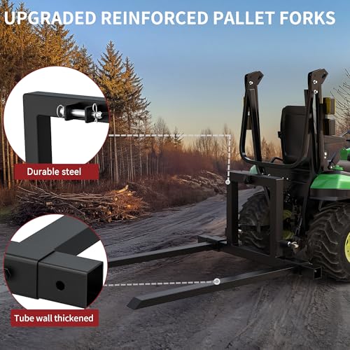 YITAMOTOR Adjustable 3 Point Hitch Pallet Fork for CAT 1, 1500lbs Capacity