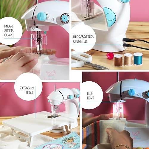 CraftBud Mini Sewing Machine for Beginners, Adults and Kids Sewing Machine - color: White, size: Premium Set