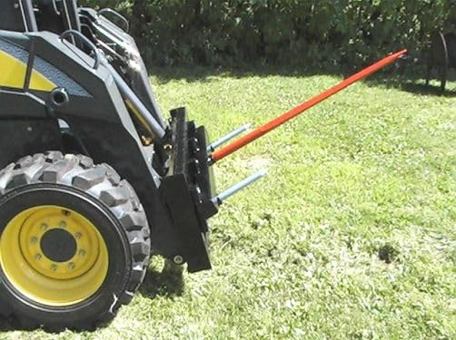 Skid Steer Attachment w/ 39" Hay Bale Spear & Stabilizer Spikes, Quick Attach, Modular - size: 1 x 39"