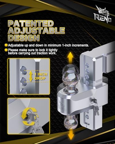 RENO Trailer Hitch (3" Receiver) - 8" Drop/Rise Adjustable Trailer Hitch - size: 3" Receiver x 8" Drop/Rise