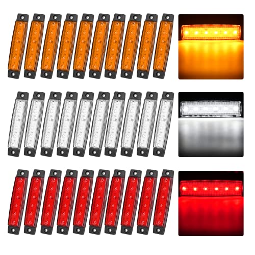 Nilight Side Marker Light 30PCS 3.8" Warning Lamps Kit - color: 3.8" Amber Red White 30Pcs