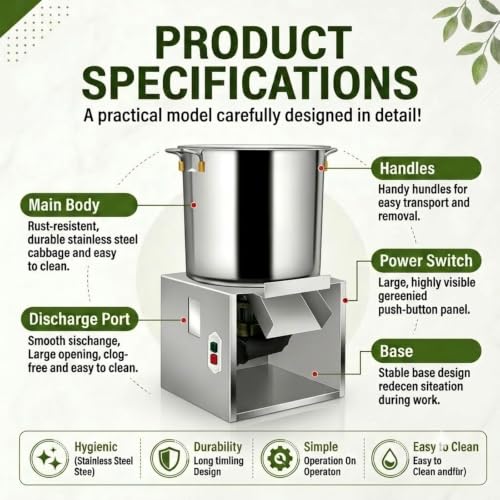 Commercial Poultry Feed Grinder,1800W Electric Vegetable and Fruit Shredder