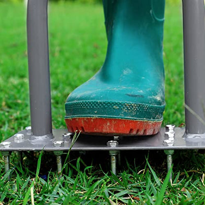 Walensee Manual Lawn Aerator Tool with 15 Iron Spikes, Garden Spike Aerator - style: 3-Row Spikes