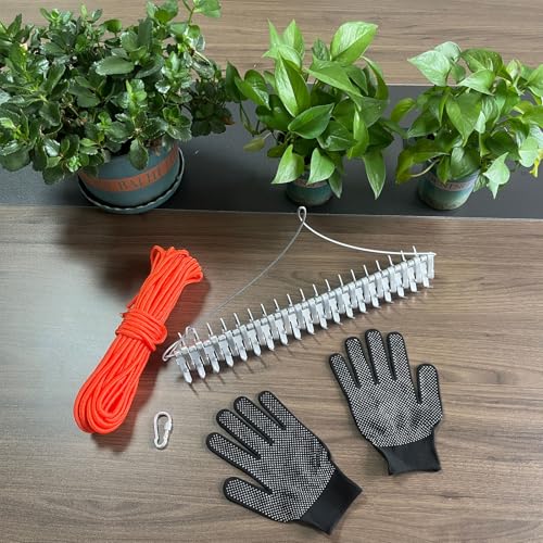 16" Pond Rake,Weed Removal Tool, 50ft Thicker Rope，Double Sided Weed Cleaning Tool Rake，or Pond, Lake, Rivulet