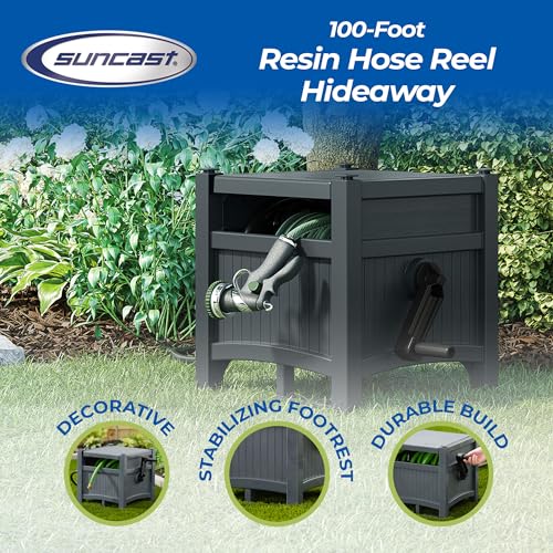 Suncast 100 ft Garden Hose Reel Hideaway, Cyberspace Grey - size: 100' (Cyberspace)