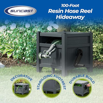 Suncast 100 ft Garden Hose Reel Hideaway, Cyberspace Grey - size: 100' (Cyberspace)