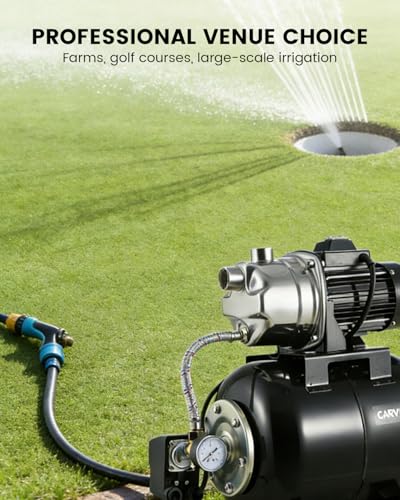 2-Pack 1.6 HP Shallow Well Pump with Pressure Tank, 1320 GPH Stainless Steel Water Jet Irrigation Pump, Automatic Pressure Switch, for Home Farm Garden Lawn & Yard