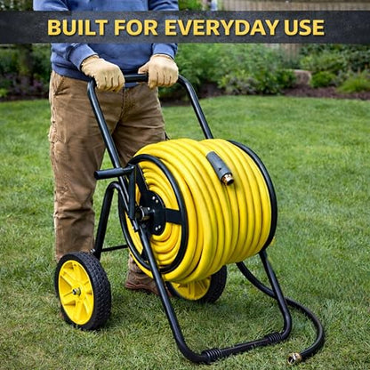 Garden 2-Wheel Hose Reel Cart, Residential Duty Hose Reel with Wheels, Outdoor Water Hose Reel for Backyard, Garden, or Lawn, Metal Hose Carts (175ft Hose Capacity) - size: 175ft Hose Capacity