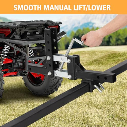 ATV/UTV Manual Implement Lift, 1-Point and 2-Inch Receiver, UTV ATV Rake Scrape Blade Plow Disc Tow Behind Attachments, 50 in, Adjustable Height