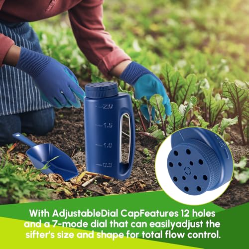Handheld Spreader Set with Scoop & Gloves for Seed, Salt, De-icer,Blue - color: Blue