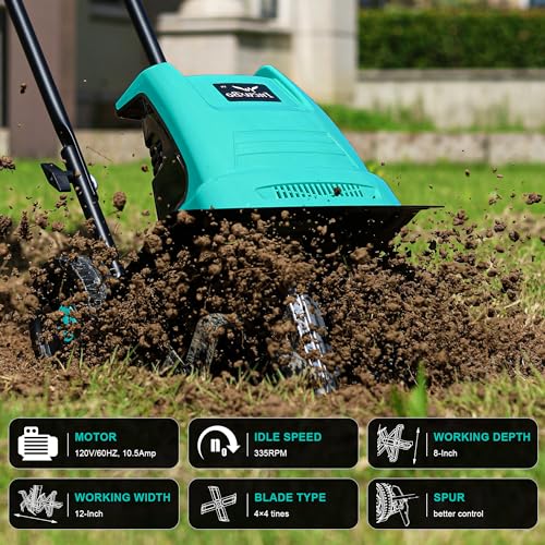 IncwBo 12'' 10.5AMP Corded Electric Garden Roto Tiller Cultivator Powerful - size: 10.5 AMP-12 INCH