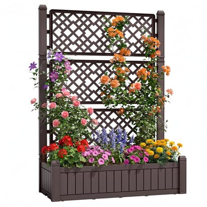 Devoko Raised Garden Bed with Trellis, Plastic Elevated Planter Box - size: Raised Bed with Trellis