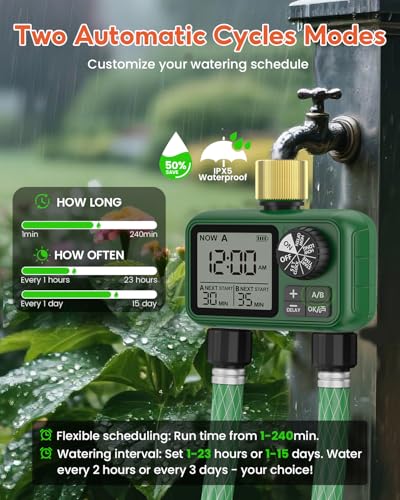 Water Timer for Outdoor Garden Hose, Sprinkler Timer for Garden - style: 2 Brass Outlet