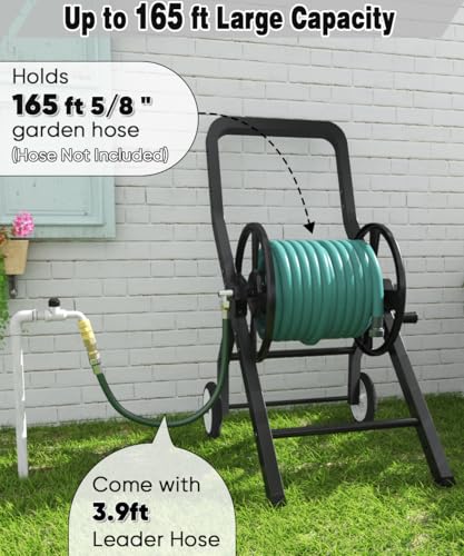 Artigarden Garden Hose Reel Cart with Wheels, Outdoor Water Hose Cart Black