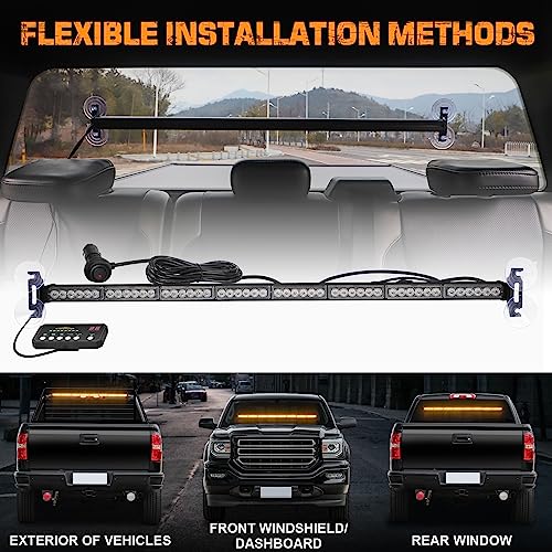 XRIDONSEN 35 inch Traffic Advisor Light Bar 48 LED Amber Strobe Lights - color: Amber